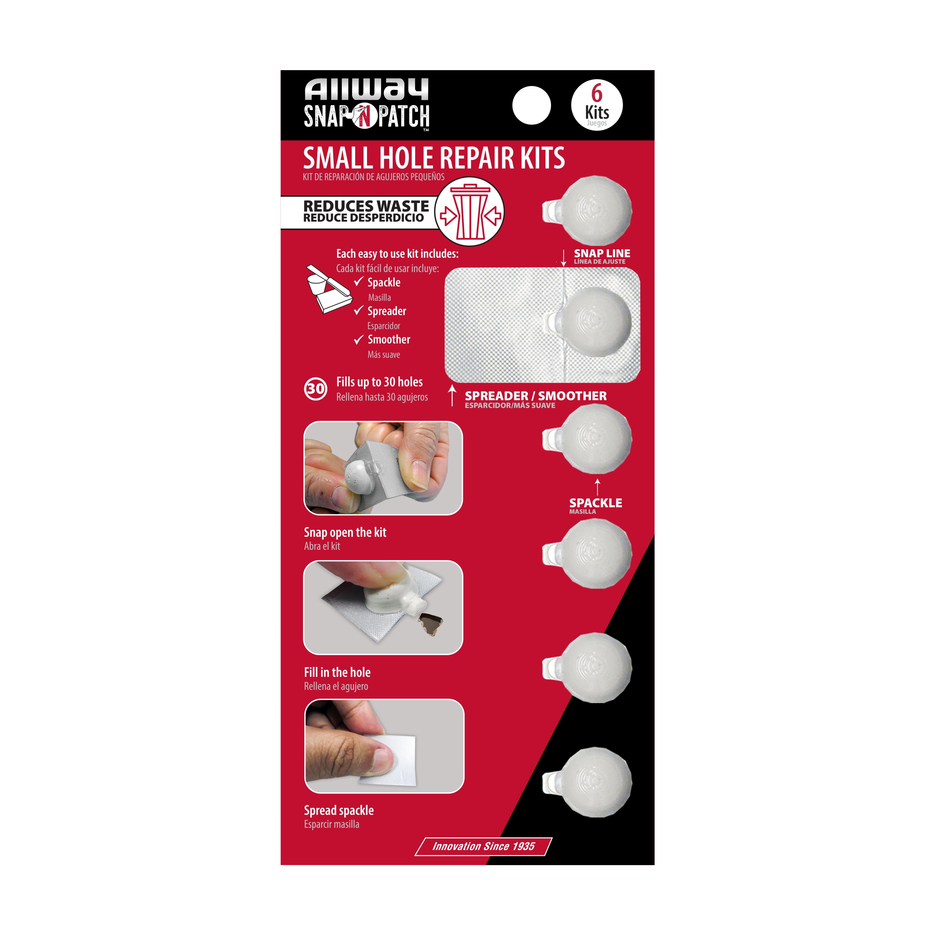 Allway Snap N' Patch Small Hole Repair Kits, Includes 6 per Pack