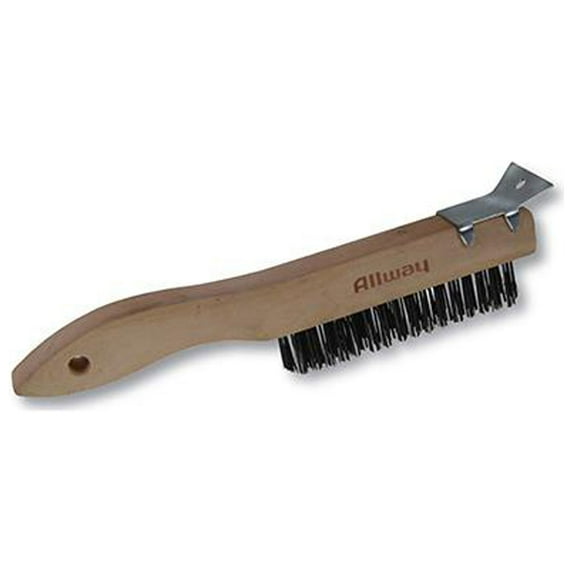 Allway WBS416 Wire Brush with Scraper, Wood Handle, 4 x 15 Rows - Quantity 6