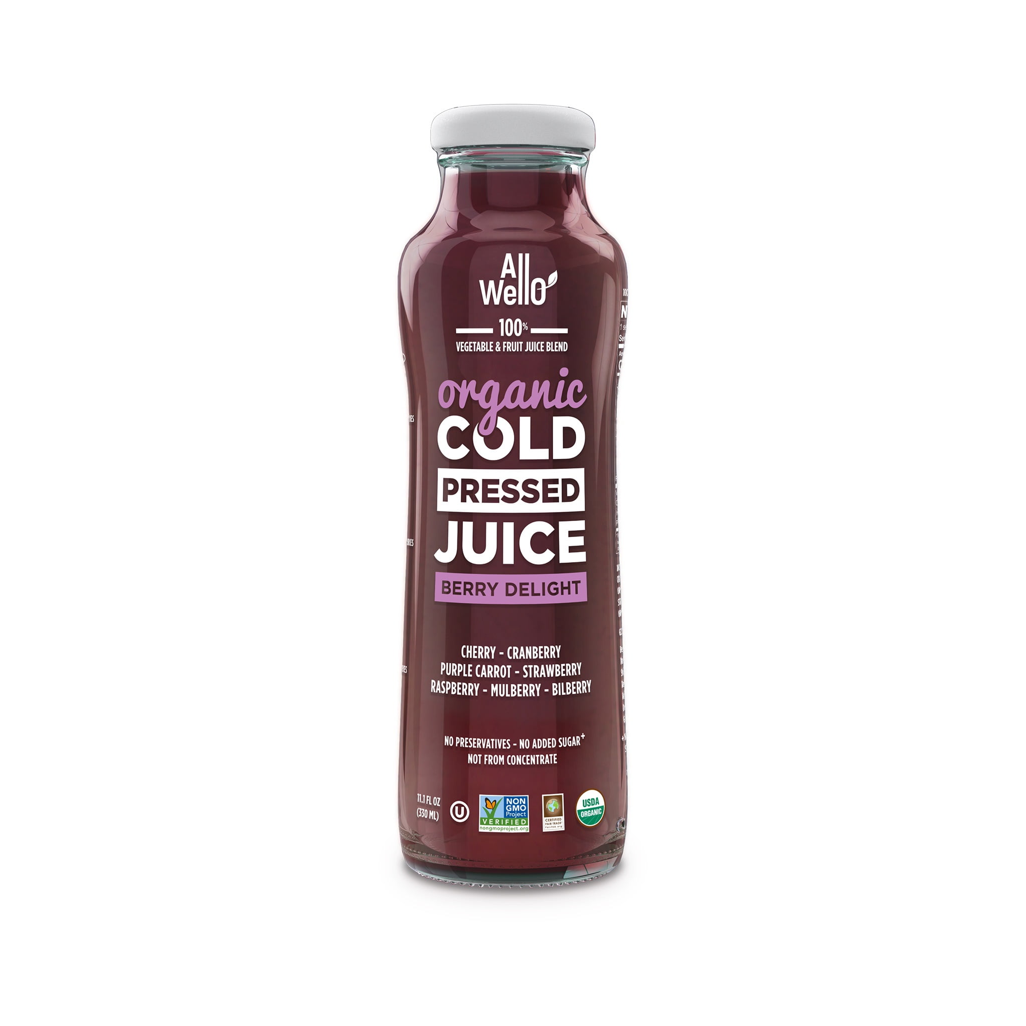 AllWellO Organic, Cold Pressed Berry Delight Juice, 11.1 oz Bottle