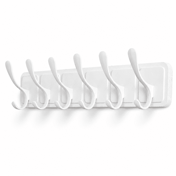 Allwhite 1 Scandi-style Wooden Carved-block 6-hook Wall Mount Coat Rack