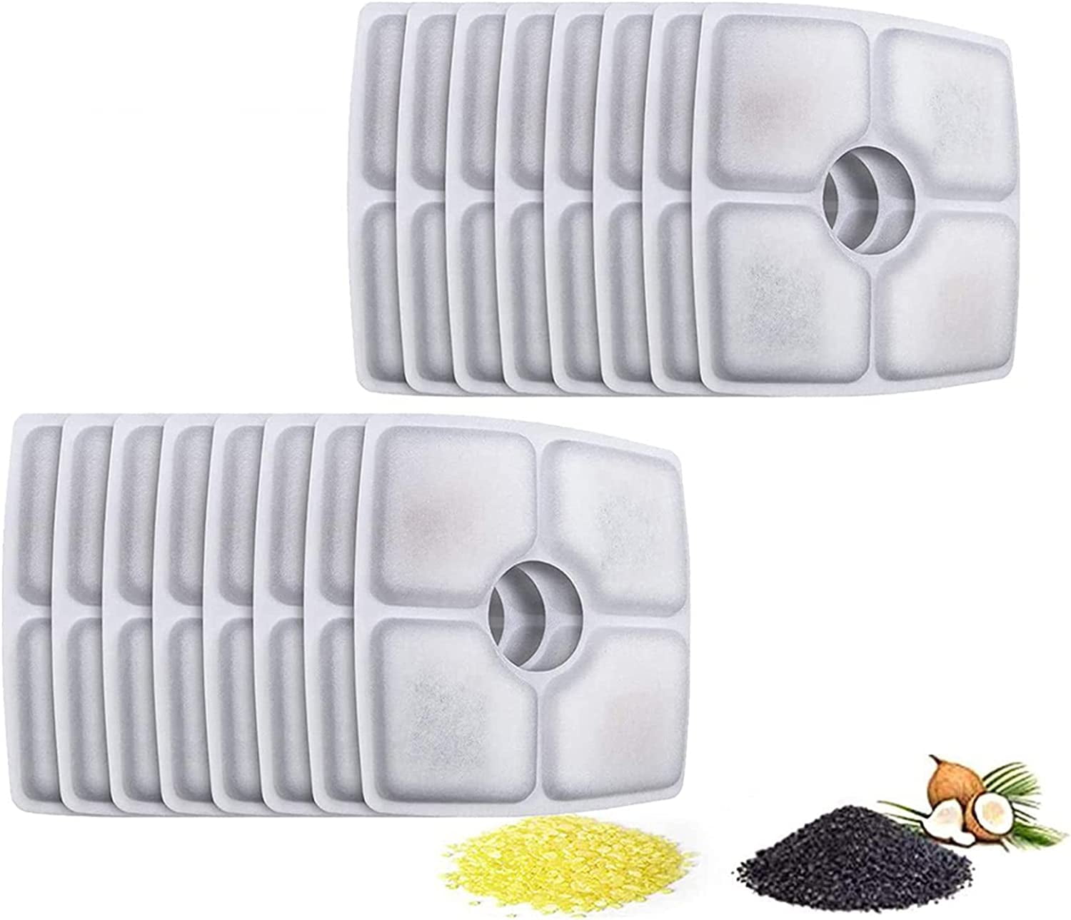 Allxin Pet Fountain Filters Replacement for 84oz/2.5L Automatic Cat Water Fountain Dog Water Dispenser, Ion Exchange Resin and Coconut Activated Carbon Replacement Filter 16packs