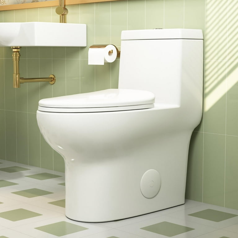 White 1 Piece 0.8/1.28 GPF White Double Flush Toilet White 1 Piece 0.8/1.28 GPF White Double Flush Toilet