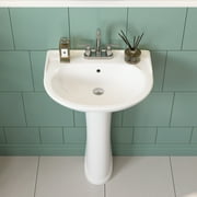 Ally 26 5/8 in. Tall Modern U-Shape White Ceramic Pedestal Combo Bathroom Sink with Overflow and 3 Faucet Hole