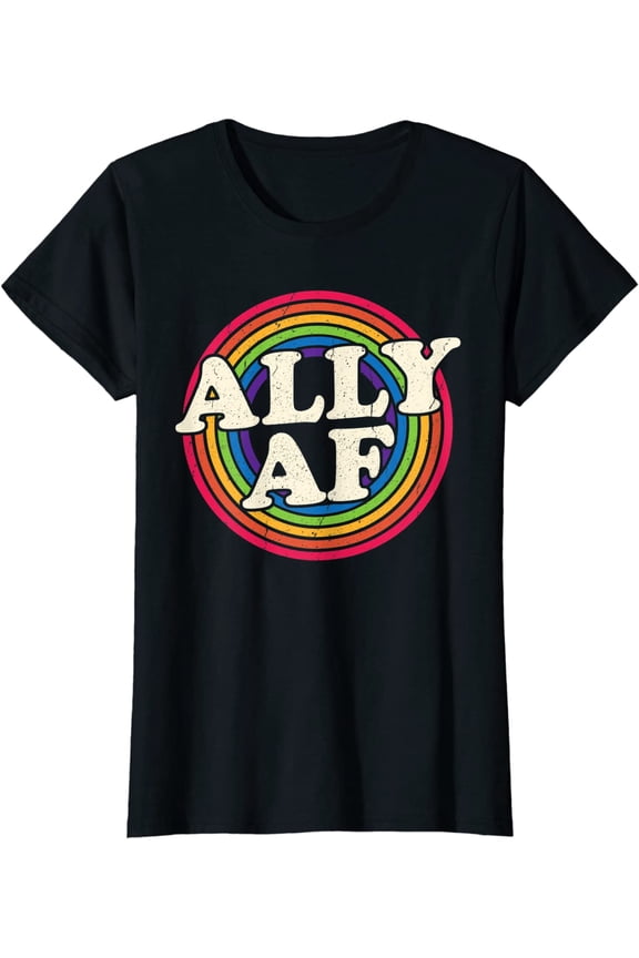 Ally AF Pride Month Shirt LGBT Rainbow Short Seelve T-Shirt