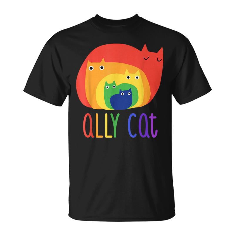 Ally Cat Lgbtq Support Pride Gay Cute Rainbow Cats TShirt - Walmart.com