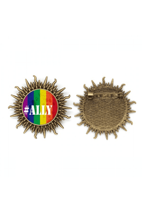Ally LGBT Rainbow Pattern Metall Sonne Brosche Haken Pin