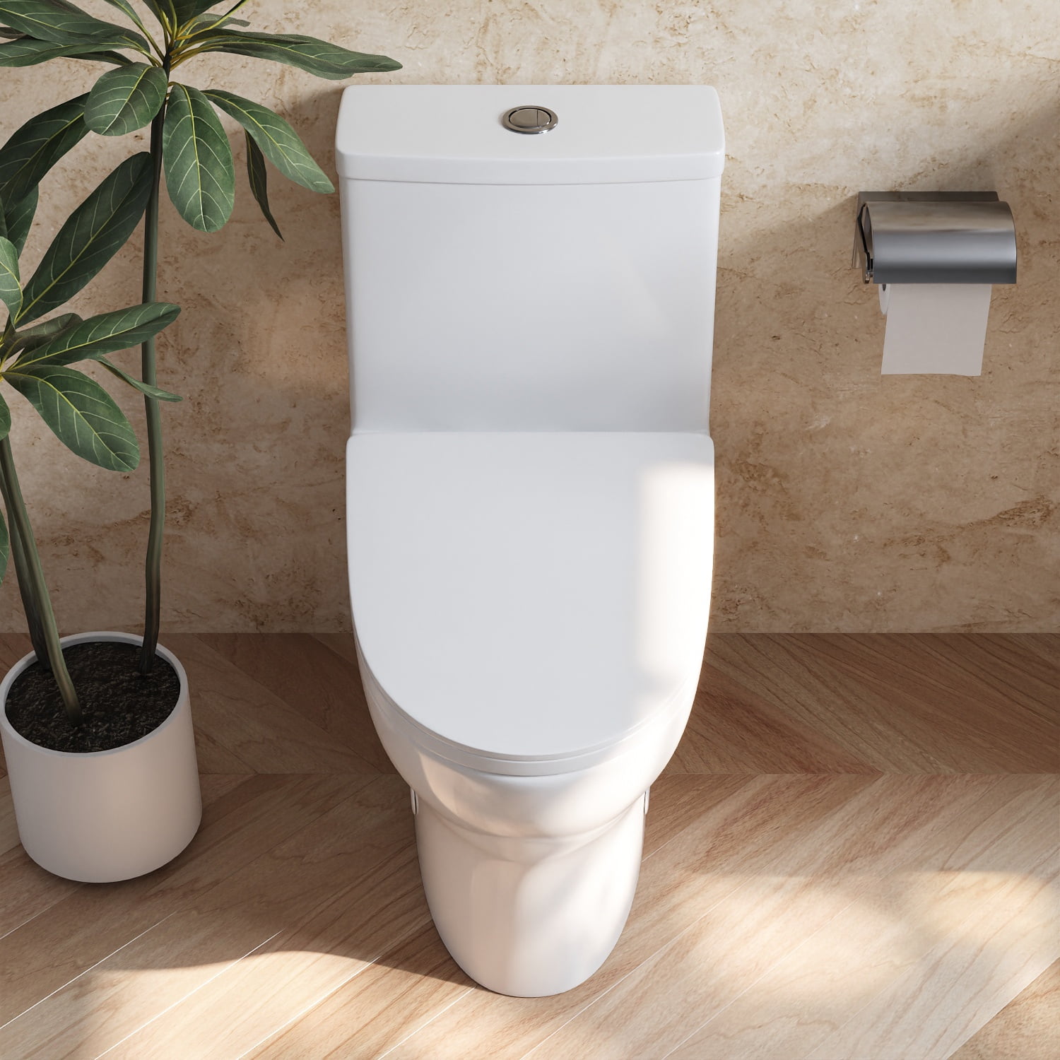 Ally White Ceramic Dual-Flush Elongated One-Piece Toilet