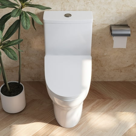 DV-1F0073 Ally Bathroom Toielt, One-Piece Toielt Dual-Flush Elongated Floor Mounted Toilet with White Glazed Surface(Seat Included)