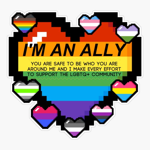 Ally Pixel Hearts Support Sticker