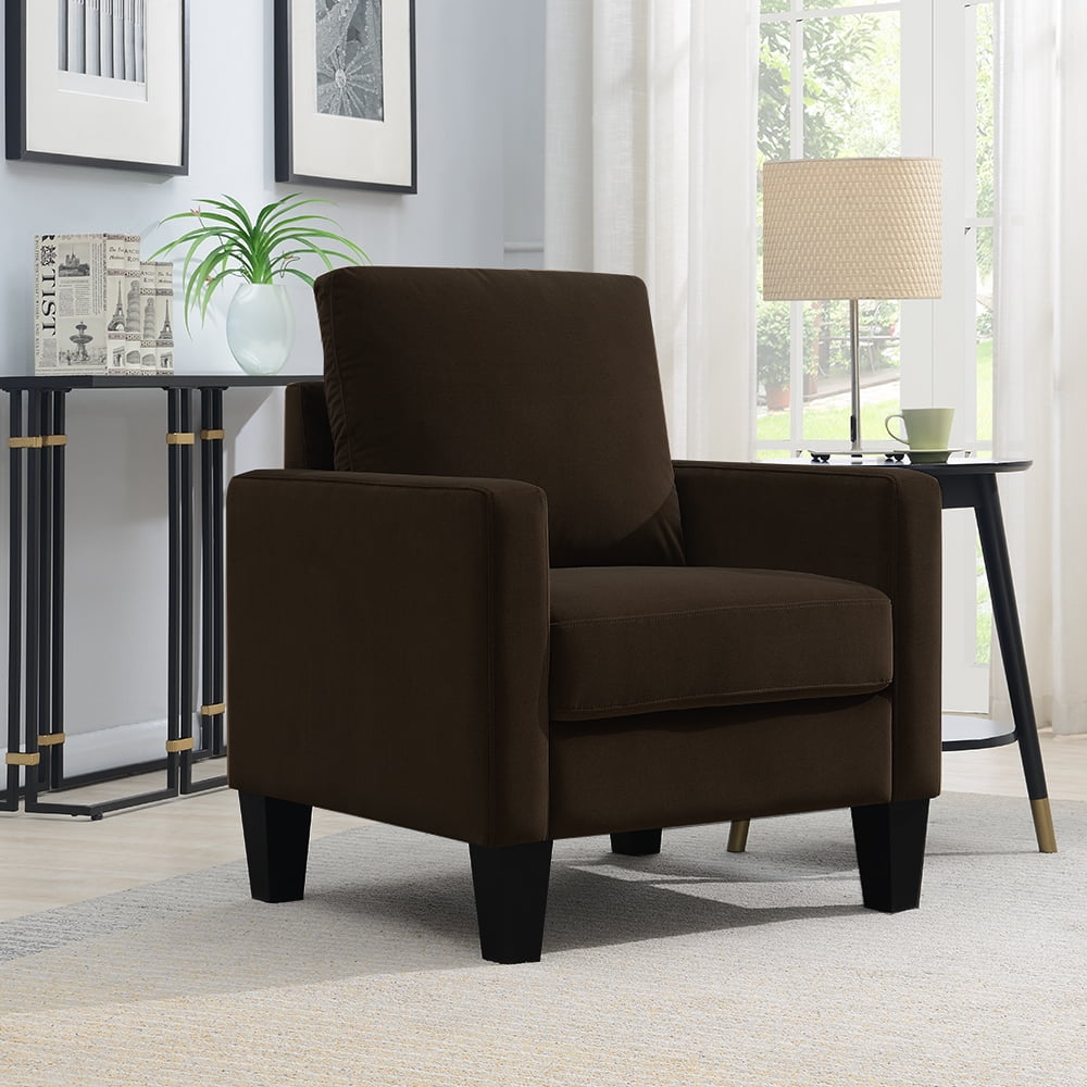 Ally Polyester Mid-Century Modern Armchair, Brown