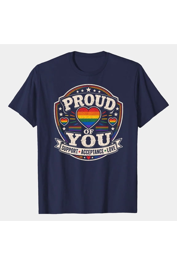 Ally Support T-Shirt Bold Heart Badge Graphic Tee for Pride Events LGBTQ Community Encouragement Apparel