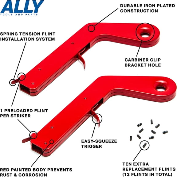 Ally Tools 2-in-1 Pistol Rock Style Flint Striker with 12 Striker Flints - Perfect for Welding, Camping Stove, Torch, Spark Lighter$$Sport & Recreation Other