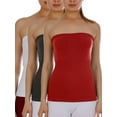 thumbnail image 1 of AllyCat 3 Pack Women's Seamless Stretch Long Bandeau Tube Top Ribbing Bottom Slimming Shirt, 1 of 7