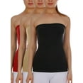 thumbnail image 1 of AllyCat 3 Pack Women's Seamless Stretch Long Bandeau Tube Top Ribbing Bottom Slimming Shirt, 1 of 7