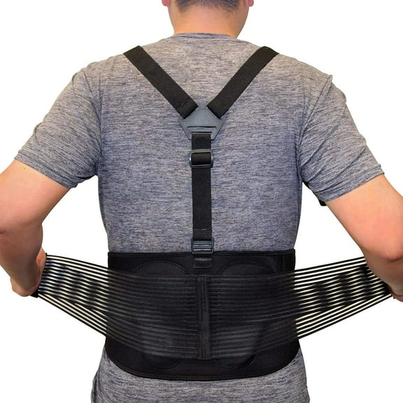 AllyFlex Plus Size Back Brace Support Belt, 3-Way Adjustable Safety Belt with Dual Lumbar Pads for Lower Back Support and Injury Prevention, Large
