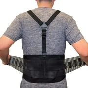 AllyFlex Plus Size Back Brace Support Belt, 3-Way Adjustable Safety Belt with Dual Lumbar Pads for Lower Back Support and Injury Prevention, Medium