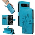 thumbnail image 1 of Allyechgroup Wallet Case for Apple Google Pixel 8 Pro, Butterfly Floral Embossed Premium PU Leather Shockproof Flip Stand Cards Slots Hand Wrist Phone Case for Apple Google Pixel 8 Pro, Blue, 1 of 7
