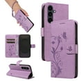 thumbnail image 1 of Allyechgroup Wallet Case for Samsung Galaxy S25 FE, Butterfly Floral Embossed Premium PU Leather Shockproof Flip Stand Cards Slots Hand Wrist Phone Case for Samsung Galaxy S25 FE, Purple, 1 of 6