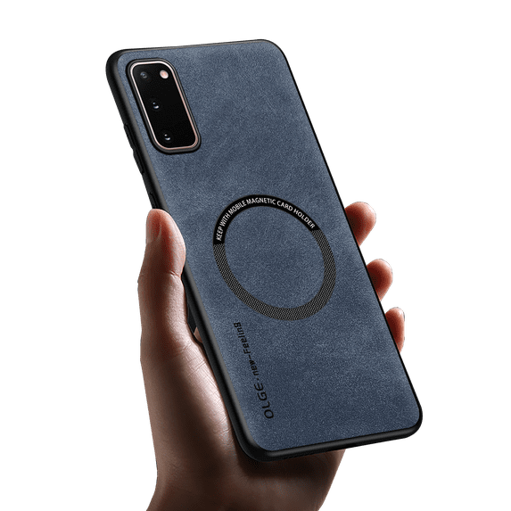 Allyetch Magnetic Back Case Cover for Samsung Galaxy S21, Slim Fit Back Cover PU Leather TPU Bumper Anti-Scratch Compatible with Car Mount Shockproof Phone Case for Galaxy S21, Blue