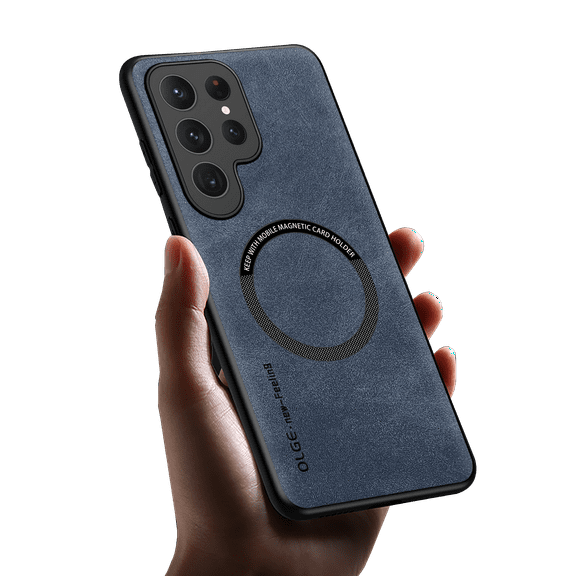 Allyetch Magnetic Back Case Cover for Samsung Galaxy S22 Plus, Slim Fit Back Cover PU Leather TPU Bumper Anti-Scratch Compatible with Car Mount Shockproof Phone Case for Galaxy S22 Plus, Blue