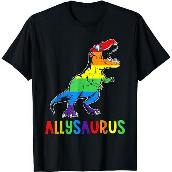 Allysaurus LGBT Tshirt Dinosaur Rainbow Flag Ally LGBT Pride T-Shirt