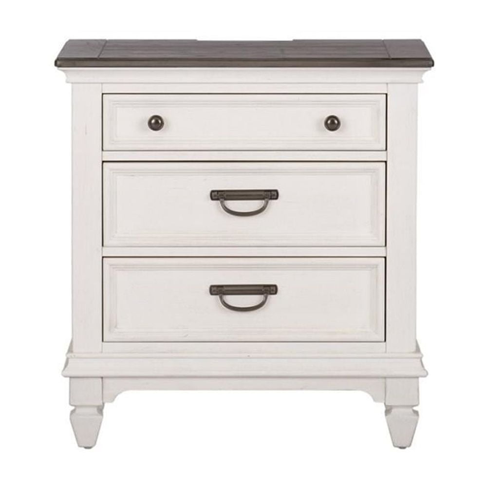 Allyson Park White Night Stand w/ Charging Station