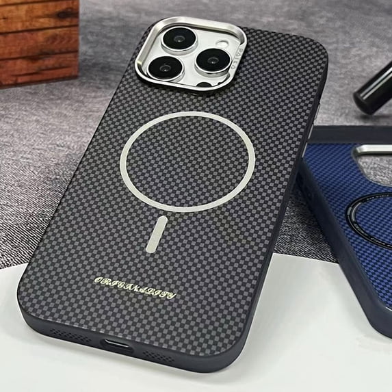 Allytchgroup Shockproof Slim Phone Case for Apple iPhone 15 Pro Max, Compatible with MagSafe & Car Mount Carbon Fiber-Style Cover, Protective iPhone 15 Pro Max Case for Women Men, Black