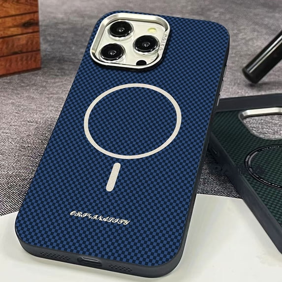 Allytchgroup Shockproof Slim Phone Case for Apple iPhone 15 Pro Max, Compatible with MagSafe & Car Mount Carbon Fiber-Style Cover, Protective iPhone 15 Pro Max Case for Women Men, Blue