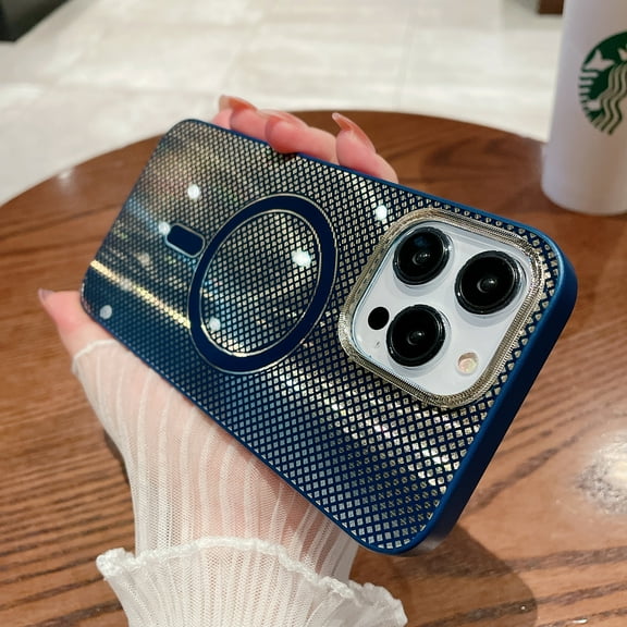 Allytec iPhone 14 Pro Max Case Magnetic, Compatible with Magsafe Wireless Charging Support Shockporo Bumper Back Cover for Apple iPhone 14 Pro Max - Blue