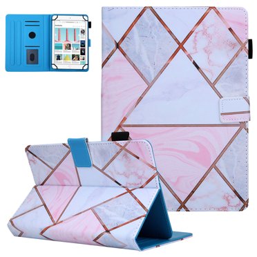 Allytech 10 Inch Tablet Case, Folio Flip PU Leather Stand Case Cover for Walmart Onn 10.1", Lenovo Tab 10.1, Huawei MediaPad, Alcatel 10 Inch, Samsung Galaxy Tab 9.7" 10.4", Pink Marble