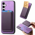 thumbnail image 1 of Allytech 2 in 1 Detachable Wallet Case for Samsung Galaxy S24 Ultra, [Thin & Light] [Compatible with MagSafe] Luxury PU Leather Card Holder Soft Bumper Shockproof Anti-Scratch Magnetic Case, Purple, 1 of 12