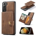 thumbnail image 1 of Allytech 2 in 1 Detachable Wallet Case for Samsung Galaxy S25+ Plus, [Support Wireless Charging] [4 Card Slots & 2 Cash Pocket], Retro PU Leather Magnetic Closure Shockproof Anti-Drop Slim Case, Brown, 1 of 9