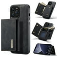 thumbnail image 1 of Allytech 2 in 1 Detachable Wallet Case for iPhone 13 Pro Max with Cash Pocket & Cash Slots, [Magnetic Clasp] [Kickstand] Retro PU Leather Soft TPU Shockproof Anti-Scratch Slim Case - Black, 1 of 10
