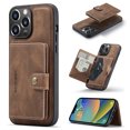 thumbnail image 1 of Allytech 2 in 1 Detachable Wallet Case for iPhone 14 Pro Max, [Support Wireless Charging] [4 Card Slots & 2 Cash Pocket], Retro PU Leather Magnetic Closure Shockproof Anti-Drop Slim Case, Brown, 1 of 8
