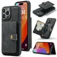 thumbnail image 1 of Allytech 2 in 1 Detachable Wallet Case for iPhone 15 Pro, [Support Wireless Charging] [4 Card Slots & 2 Cash Pocket], Retro PU Leather Magnetic Closure Shockproof Anti-Drop Slim Case, Black, 1 of 8