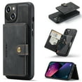 thumbnail image 1 of Allytech 2 in 1 Detachable Wallet Case for iPhone 15, [Support Wireless Charging] [4 Card Slots & 2 Cash Pocket], Retro PU Leather Magnetic Closure Shockproof Anti-Drop Slim Case, Black, 1 of 8