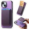 thumbnail image 1 of Allytech 2 in 1 Detachable Wallet Case for iPhone 15, [Thin & Light] [Compatible with MagSafe] Luxury PU Leather Card Holder Soft Bumper Shockproof Anti-Scratch Magnetic Case, Purple, 1 of 11