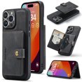 thumbnail image 1 of Allytech 2 in 1 Detachable Wallet Case for iPhone 16 Pro, [Support Wireless Charging] [4 Card Slots & 2 Cash Pocket], Retro PU Leather Magnetic Closure Shockproof Anti-Drop Slim Case, Black, 1 of 8