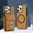 thumbnail image 1 of Allytech 2 in 1 Wallet Case for Apple iPhone 14, Detachable Cards Holder with Ring Holder Stand Shokproof Compatible with Magsafe Wireless Charging Support Protective Case for Women Men - Brown, 1 of 7