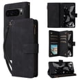thumbnail image 1 of Allytech 2 in 1 Wallet Case for Google Pixel 9 / 9 Pro, Luxury PU Leather Zipper Wallet Kickstand Cover with Card Slots & Lanyard & Photo Pocket, Magnetic Buttons Buckle Shockproof Case - Black, 1 of 9