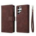 thumbnail image 1 of Allytech 2 in 1 Wallet Case for Samsung Galaxy A15, Luxury PU Leather Zipper Wallet Kickstand Cover with Card Slots & Lanyard & Photo Pocket, Magnetic Buttons Buckle Shockproof Case - Coffee, 1 of 9