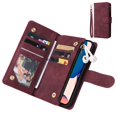 thumbnail image 1 of Allytech 2 in 1 Wallet Case for Samsung Galaxy Z Fold4, Luxury PU Leather Zipper Wallet Kickstand Cover with Card Slots & Lanyard & Photo Pocket, Magnetic Buttons Buckle Shockproof Case - Winered, 1 of 8