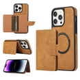 thumbnail image 1 of Allytech 2 in 1 Wallet Case for iPhone 12 Pro / 12, Compatible with MagSafe, Retro PU Leather Kickstand Shockproof Anti-Fall Case with Detachable Magnetic Cards Holder for iPhone 12 Pro / 12, Brown, 1 of 8