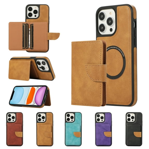 Allytech 2 in 1 Wallet Case for iPhone 12 Pro Max, Compatible with MagSafe, Retro PU Leather Kickstand Shockproof Anti-Fall Case with Detachable Magnetic Cards Holder for iPhone 12 Pro Max, Brown