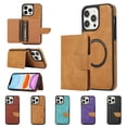 thumbnail image 1 of Allytech 2 in 1 Wallet Case for iPhone 13 Pro, Compatible with MagSafe, Retro PU Leather Kickstand Shockproof Anti-Fall Case with Detachable Magnetic Cards Holder for iPhone 13 Pro, Brown, 1 of 8