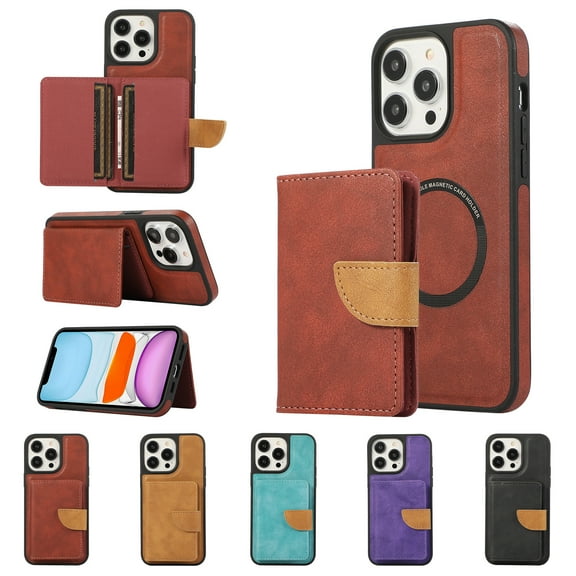 Allytech 2 in 1 Wallet Case for iPhone 13 Pro, Compatible with MagSafe, Retro PU Leather Kickstand Shockproof Anti-Fall Case with Detachable Magnetic Cards Holder for iPhone 13 Pro, Winered