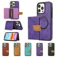 thumbnail image 1 of Allytech 2 in 1 Wallet Case for iPhone 13 Pro, Compatible with MagSafe, Retro PU Leather Kickstand Shockproof Anti-Fall Case with Detachable Magnetic Cards Holder for iPhone 13 Pro, Purple, 1 of 8