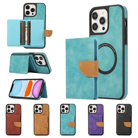 Allytech 2 in 1 Wallet Case for iPhone 13 Pro Max, Compatible with MagSafe, Retro PU Leather Kickstand Shockproof Anti-Fall Case with Detachable Magnetic Cards Holder for iPhone 13 Pro Max, Green