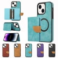 thumbnail image 1 of Allytech 2 in 1 Wallet Case for iPhone 14 Plus, Compatible with MagSafe, Retro PU Leather Kickstand Shockproof Anti-Fall Slim Case with Detachable Magnetic Cards Holder for iPhone 14 Plus, Green, 1 of 8