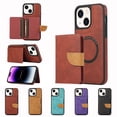 thumbnail image 1 of Allytech 2 in 1 Wallet Case for iPhone 15, Compatible with MagSafe, Retro PU Leather Kickstand Shockproof Anti-Fall Slim Case with Detachable Magnetic Cards Holder for iPhone 15, Winered, 1 of 8
